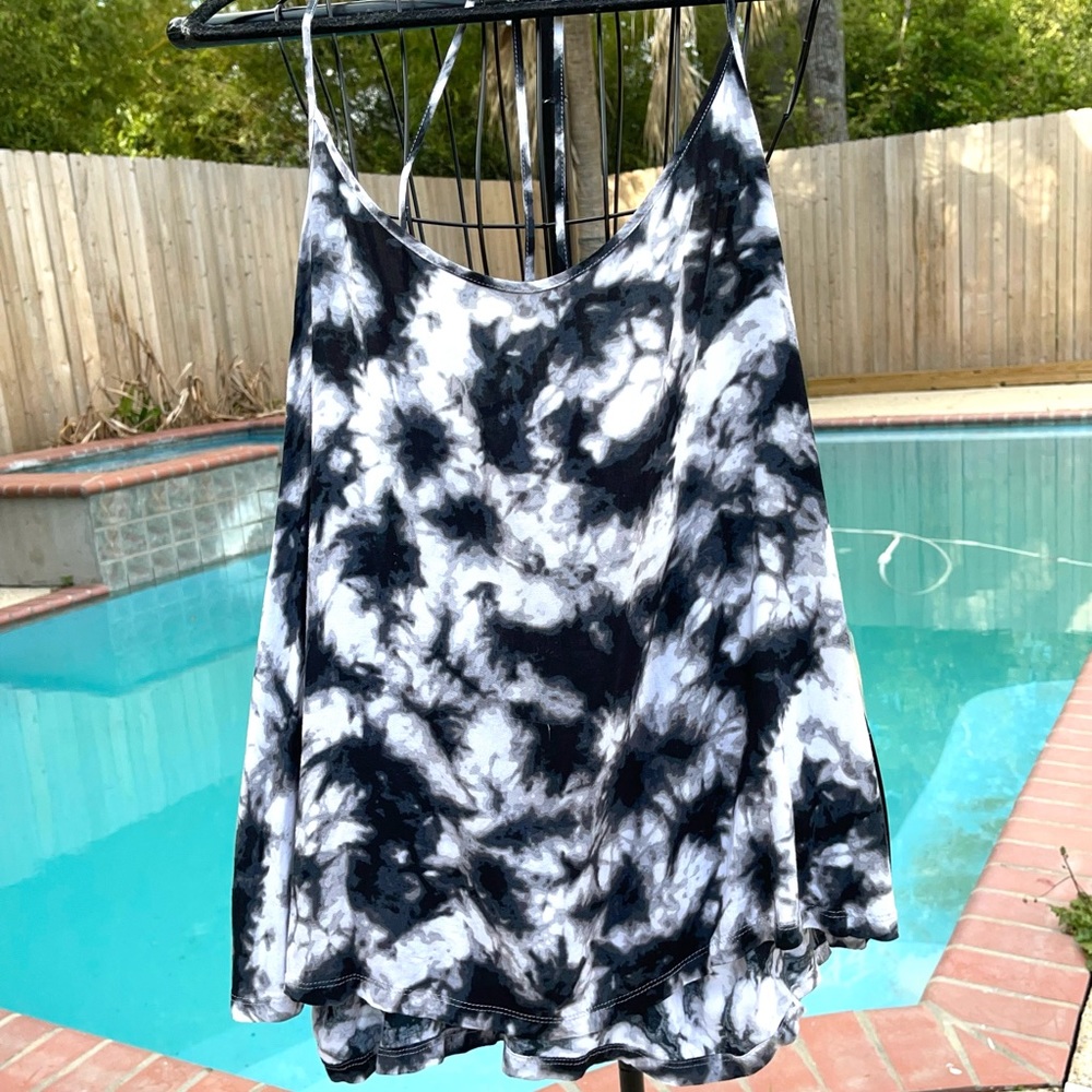 Black & White Tie Dye Halter Tank